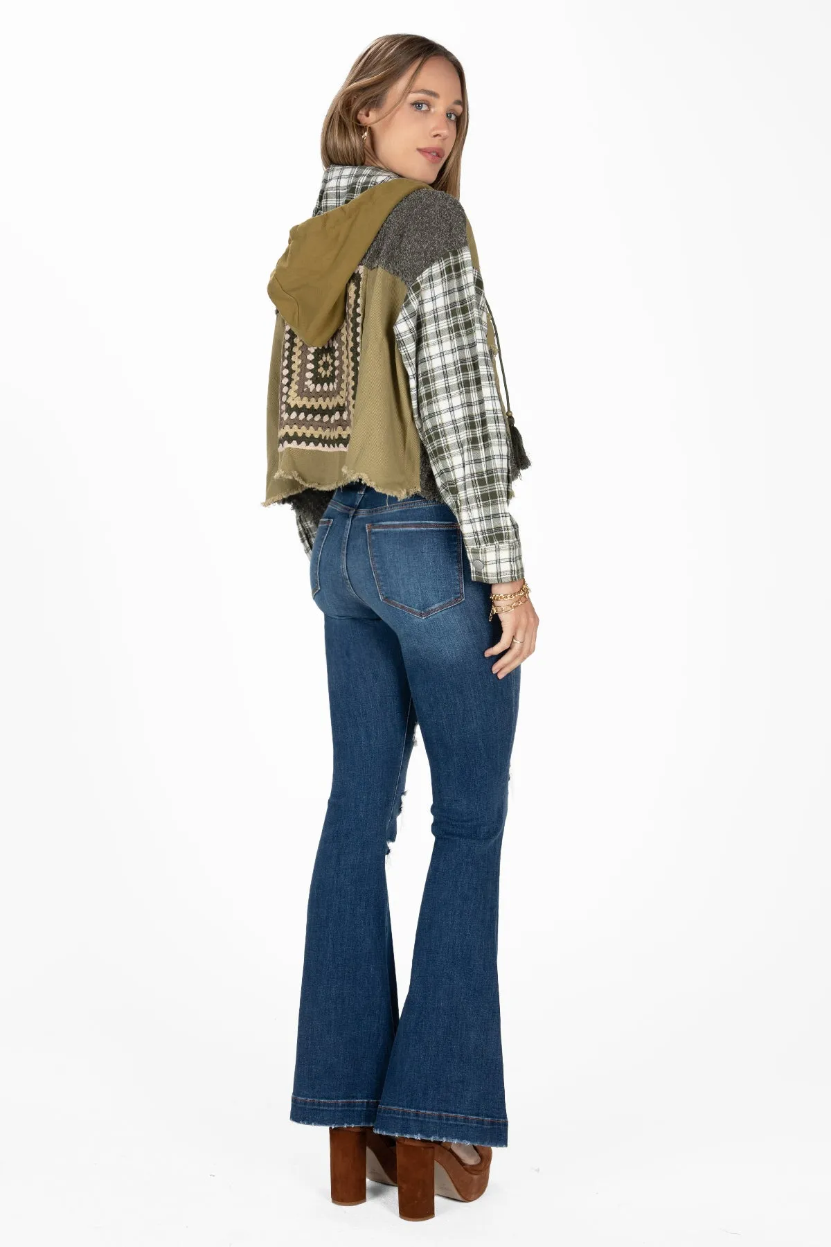 Autumn Sage Plaid Hoodie Jacket sold by Miss Me product image thumbnail 4