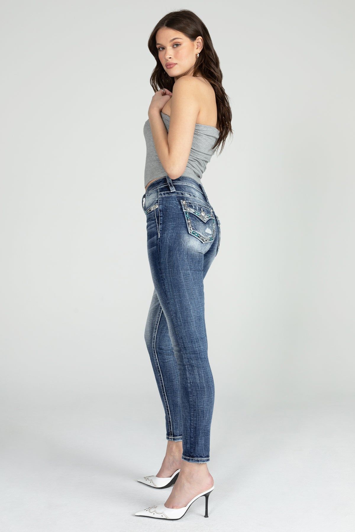 Multicolor Patterned Skinny Jeans sold by Miss Me product image thumbnail 3