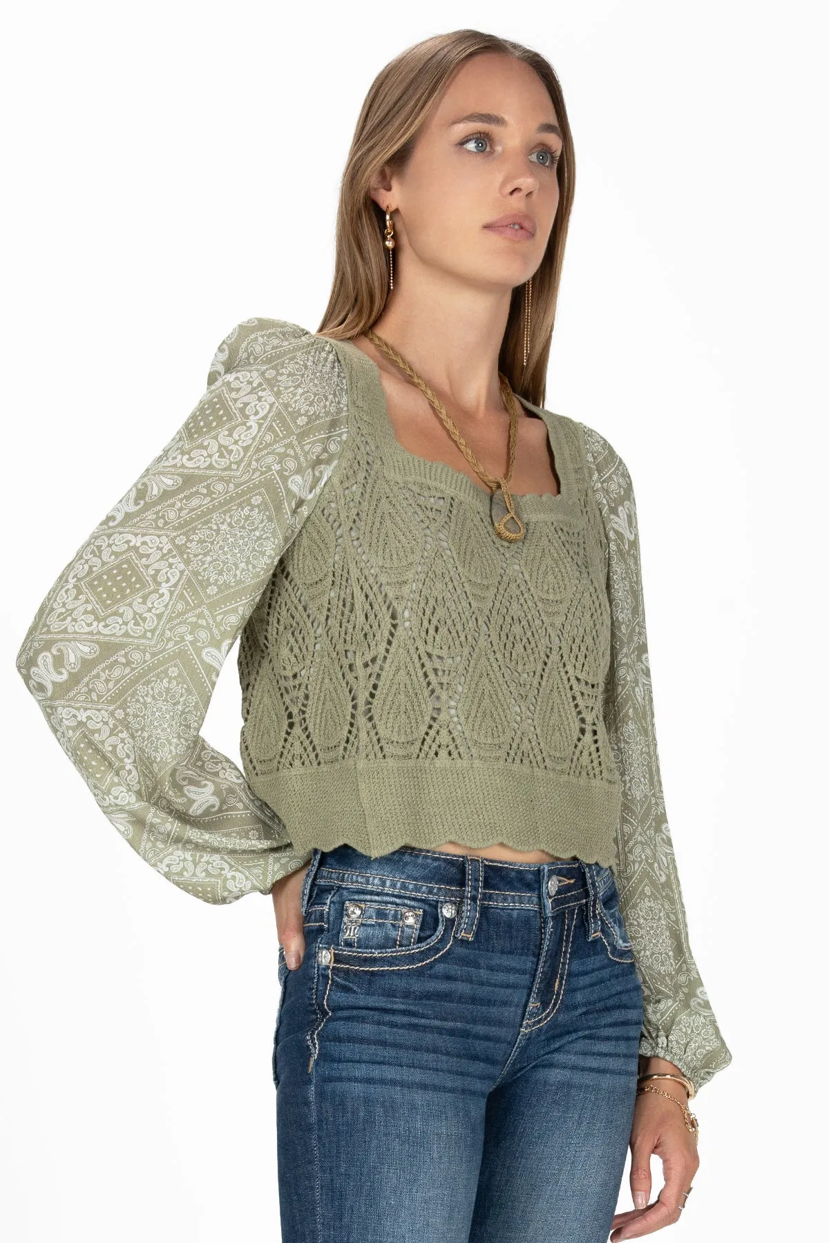Crochet Paisley Cropped Top sold by Miss Me product image thumbnail 3