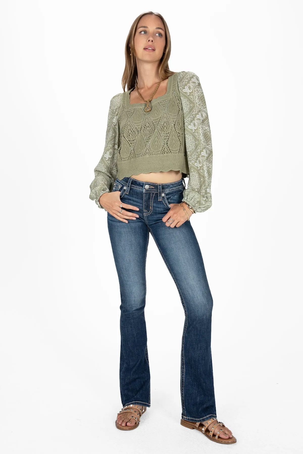 Crochet Paisley Cropped Top sold by Miss Me product image thumbnail 5