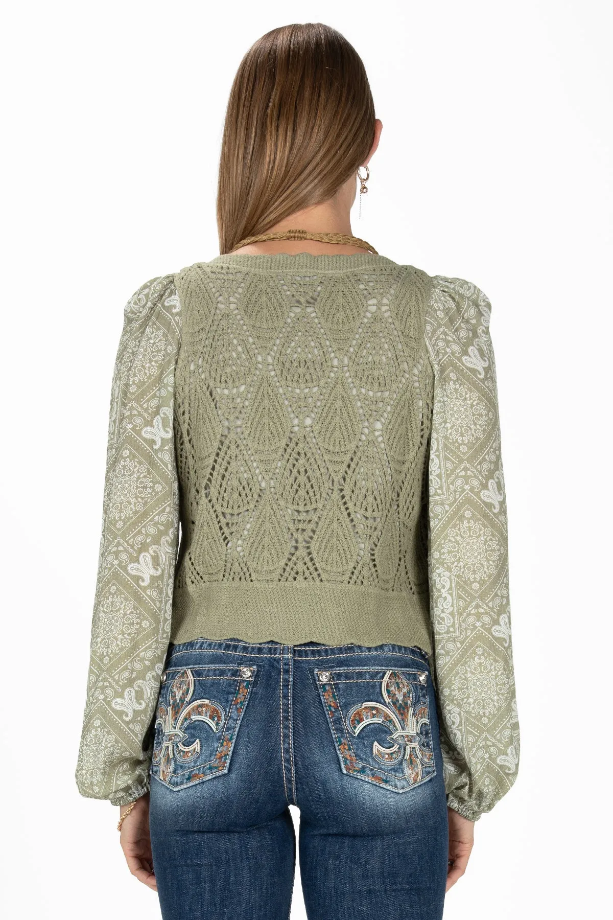 Crochet Paisley Cropped Top sold by Miss Me product image thumbnail 4