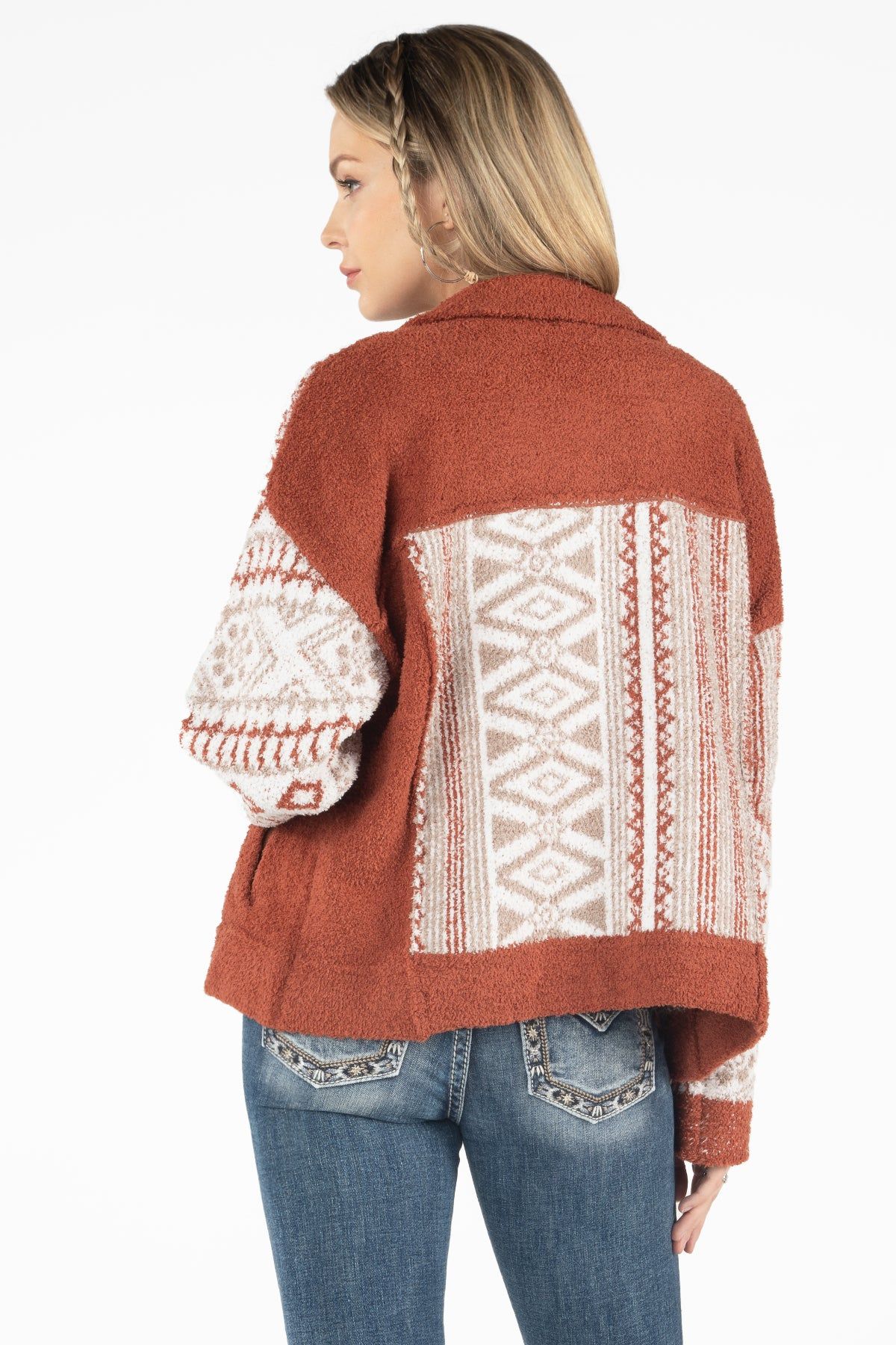 Aztec Button Up Sweater Jacket sold by Miss Me product image thumbnail 2