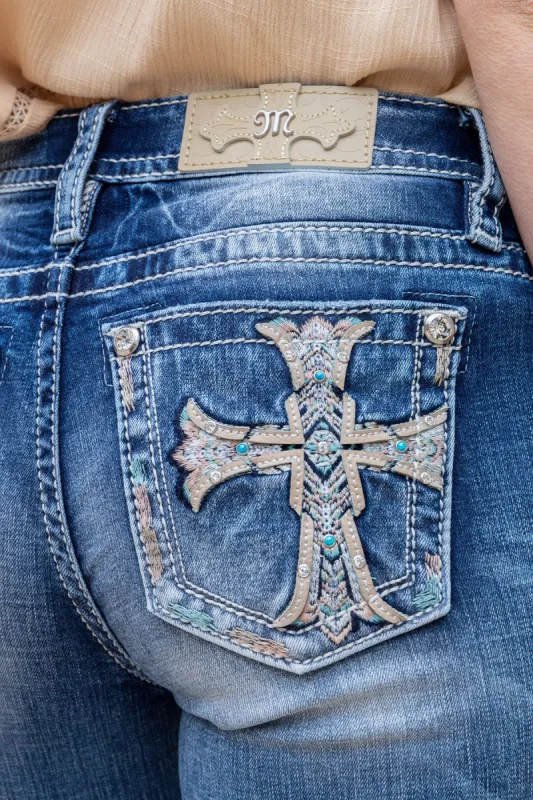 Flared Cross Denim sold by Miss Me