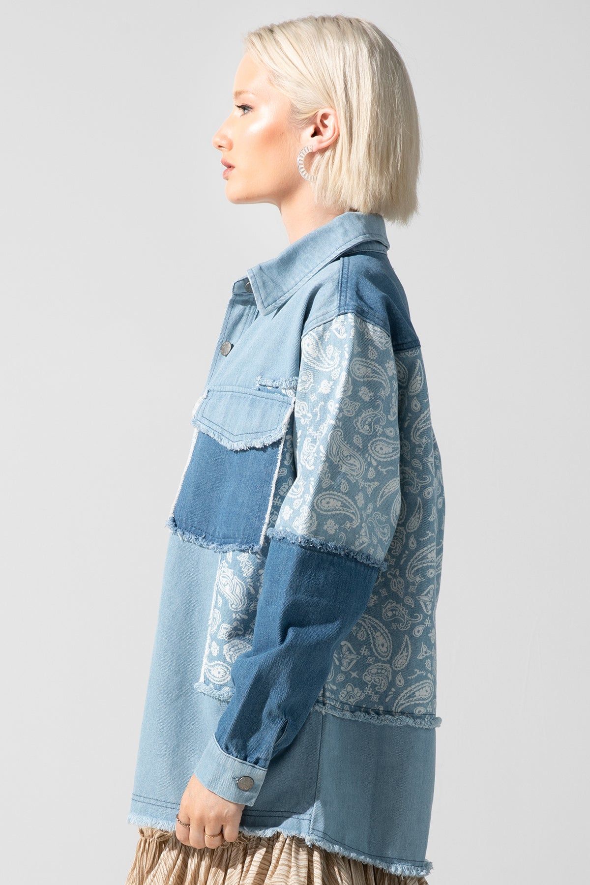 Paisley Contrast Denim Shacket sold by Miss Me product image thumbnail 3