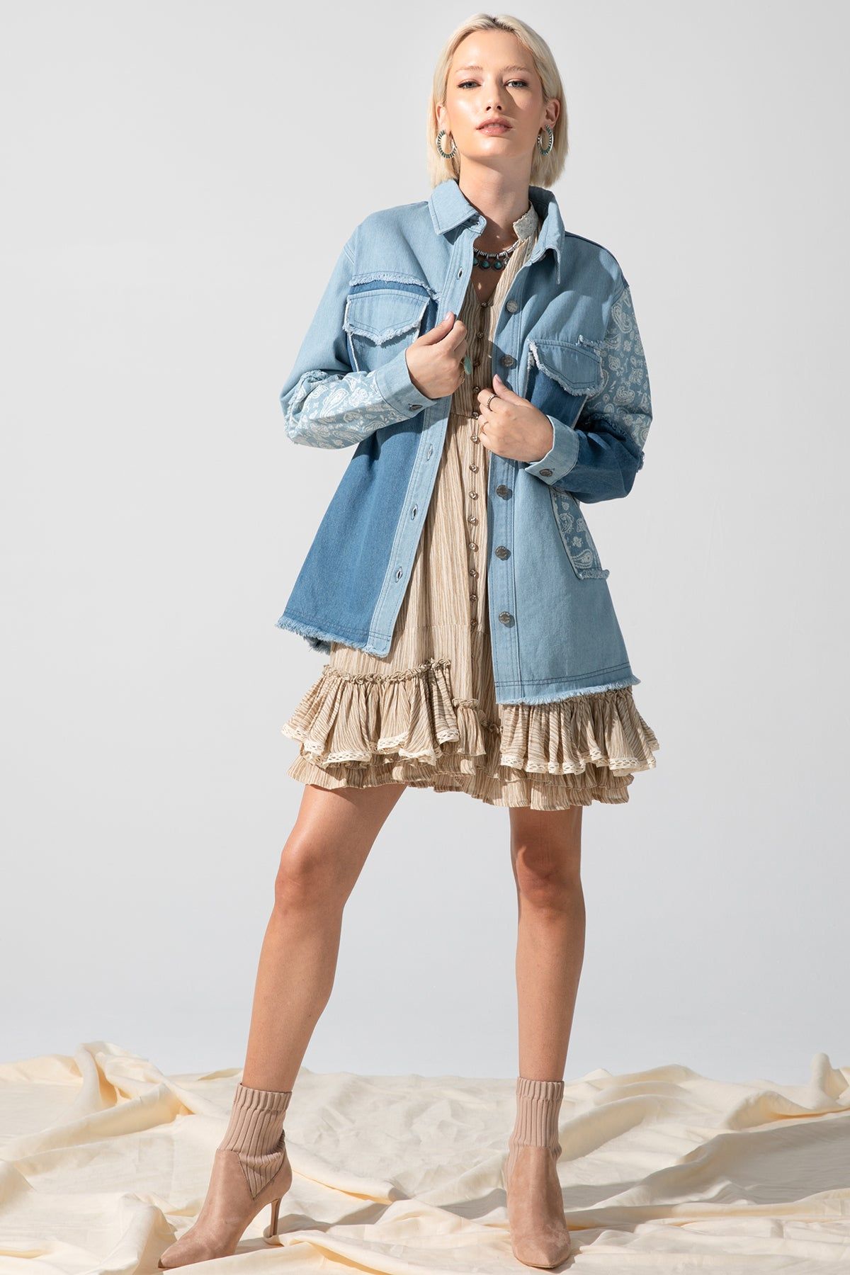Paisley Contrast Denim Shacket sold by Miss Me product image thumbnail 4