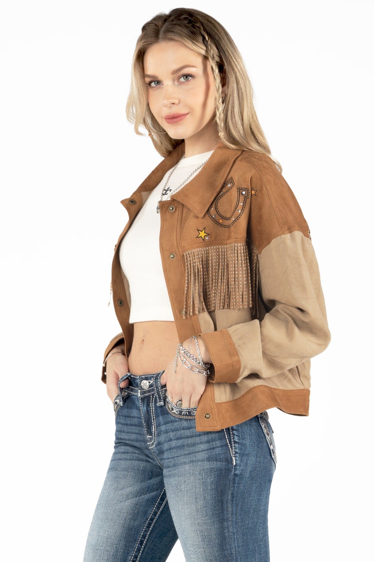 Western Faux Suede Fringed Jacket sold by Miss Me product image thumbnail 2