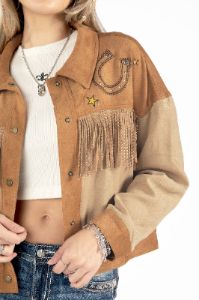 Western Faux Suede Fringed Jacket sold by Miss Me
