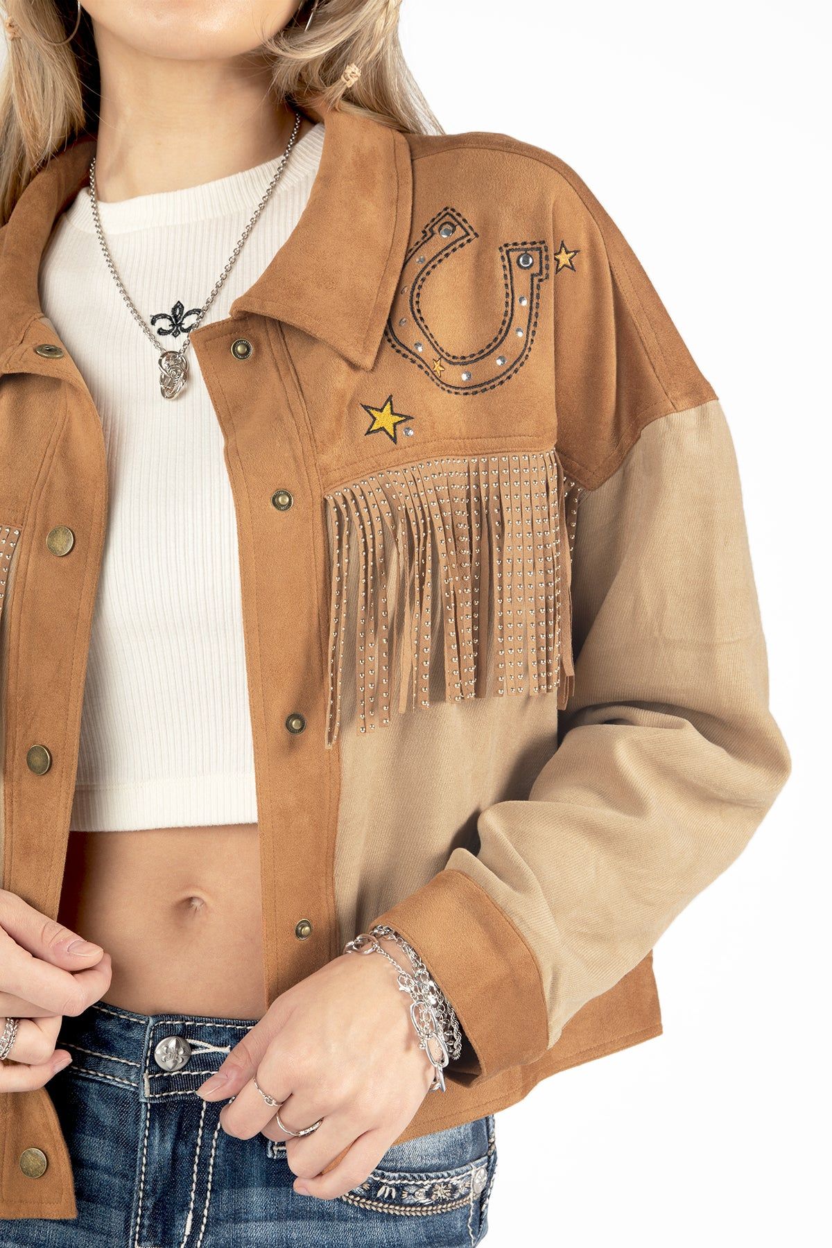 Western Faux Suede Fringed Jacket sold by Miss Me product image thumbnail 4