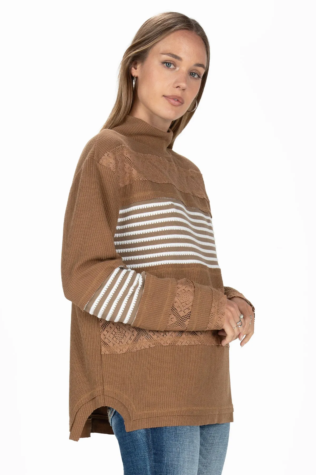 Lace & Stripes Long Sleeve Top sold by Miss Me product image thumbnail 4