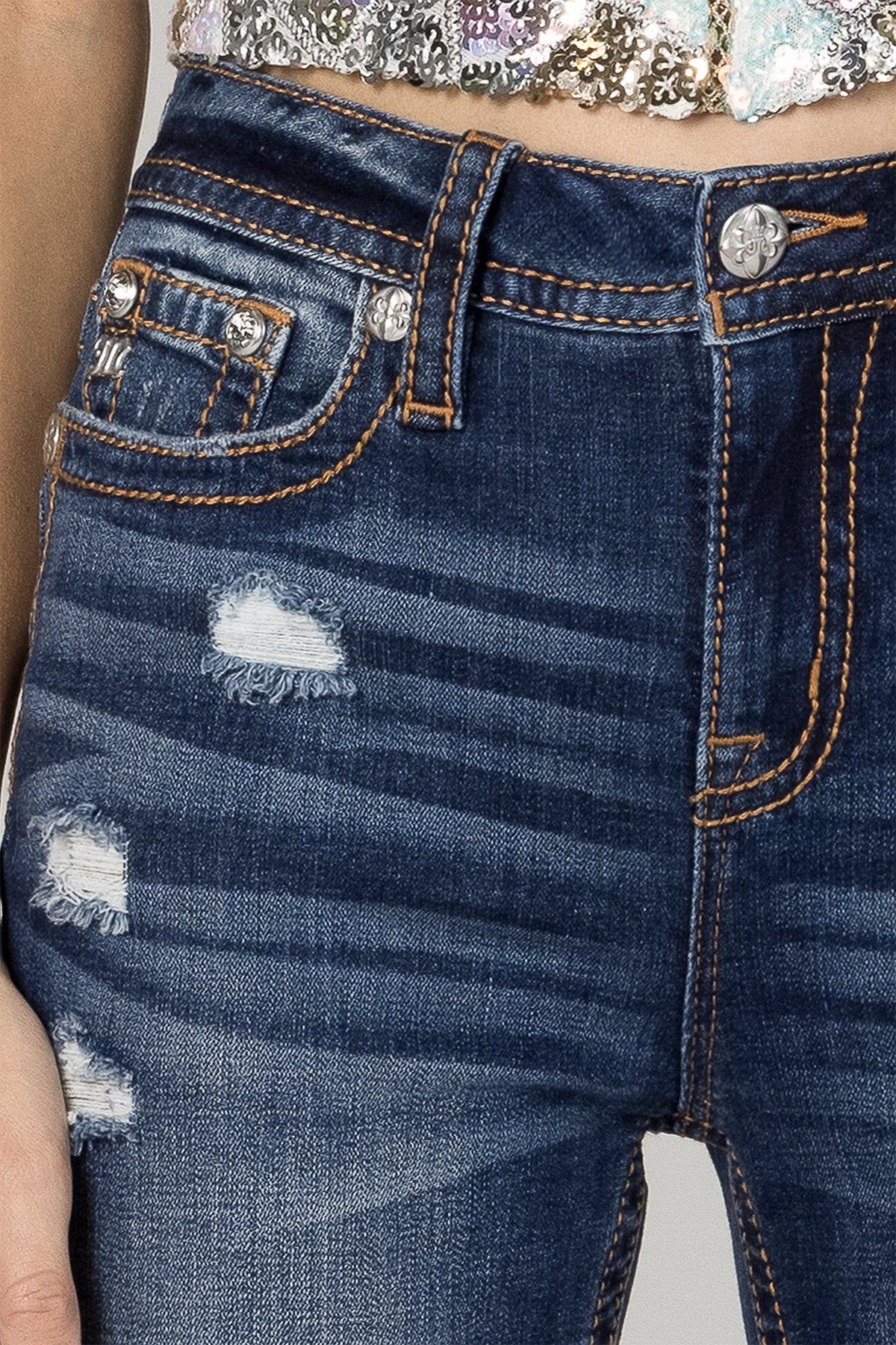 Torn High Rise Skinny Jean sold by Miss Me product image thumbnail 5