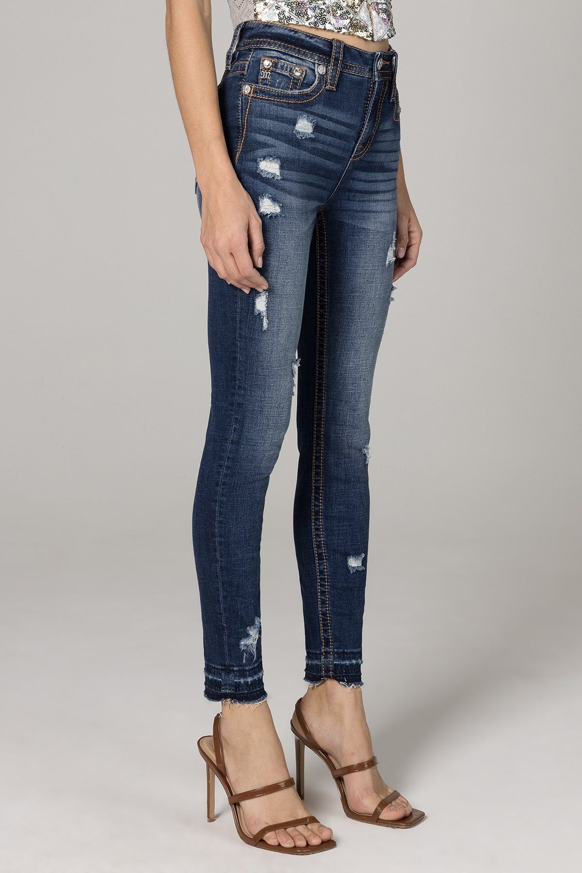 Torn High Rise Skinny Jean sold by Miss Me product image thumbnail 3