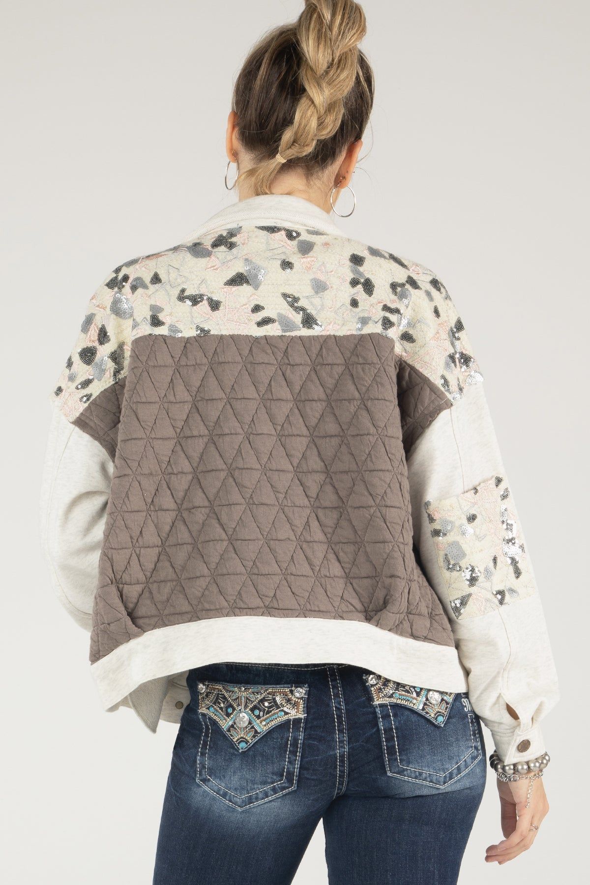 Sequin Quilted Button Up Jacket sold by Miss Me product image thumbnail 3