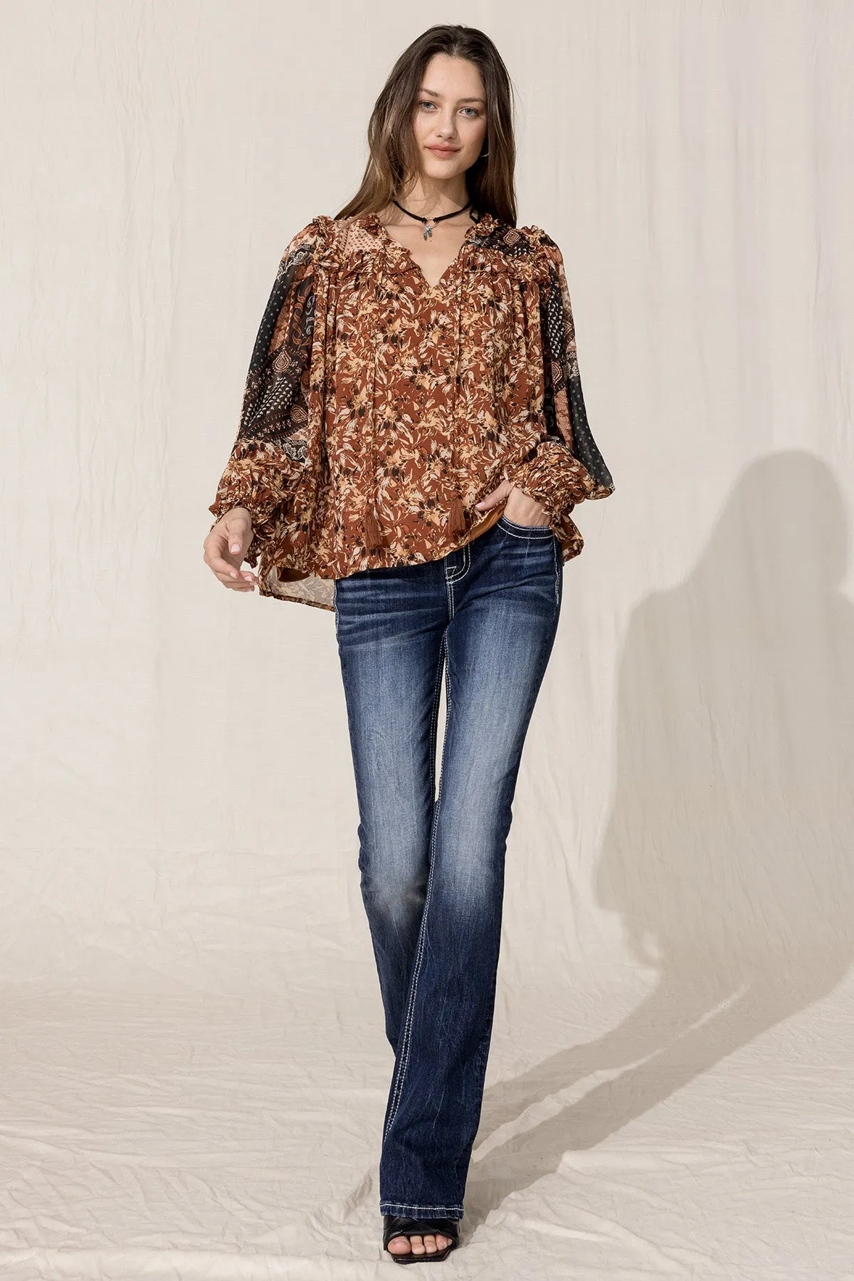 Chiffon Floral Blouse sold by Miss Me product image thumbnail 4