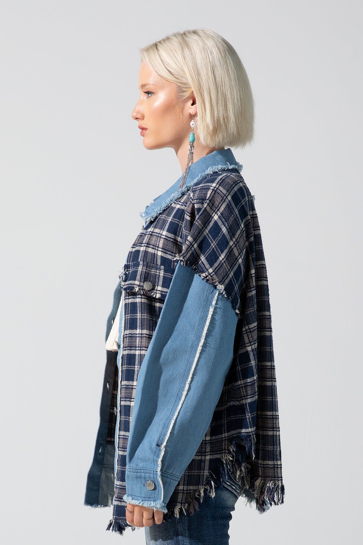 Denim Plaid Shacket sold by Miss Me product image thumbnail 5