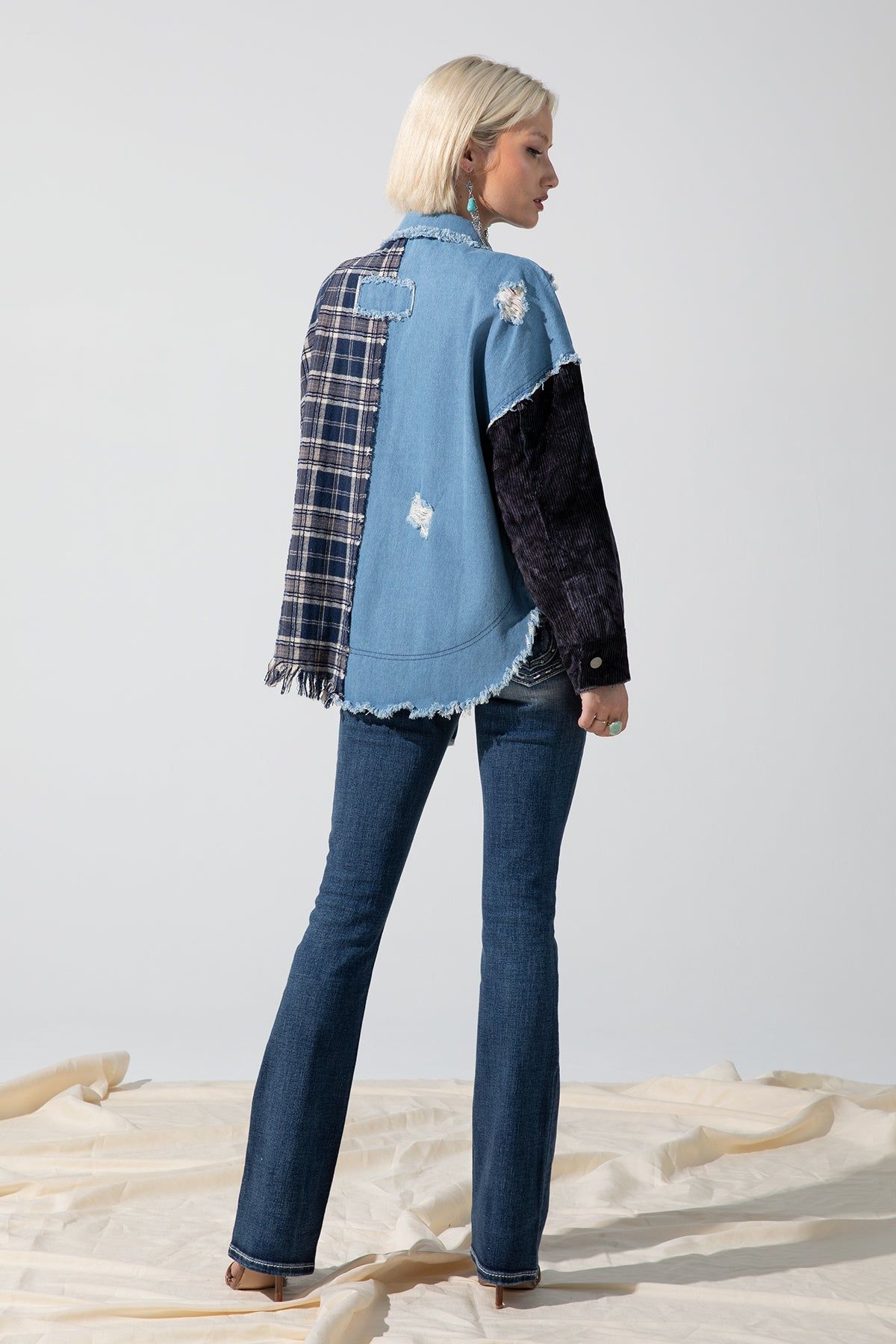 Denim Plaid Shacket sold by Miss Me