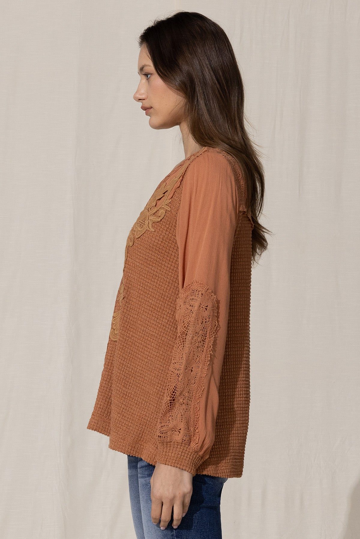 Crochet Waffle Knit Top sold by Miss Me product image thumbnail 3