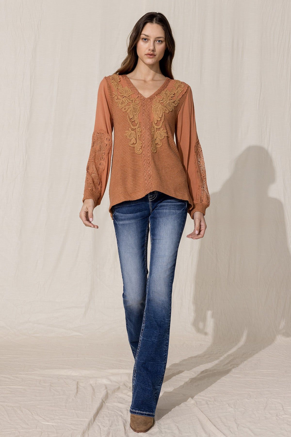 Crochet Waffle Knit Top sold by Miss Me product image thumbnail 4