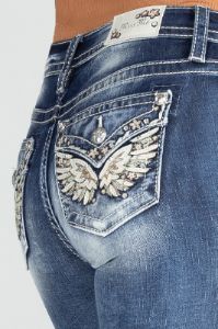 Floral Angel Wing Bootcut Denim sold by Miss Me