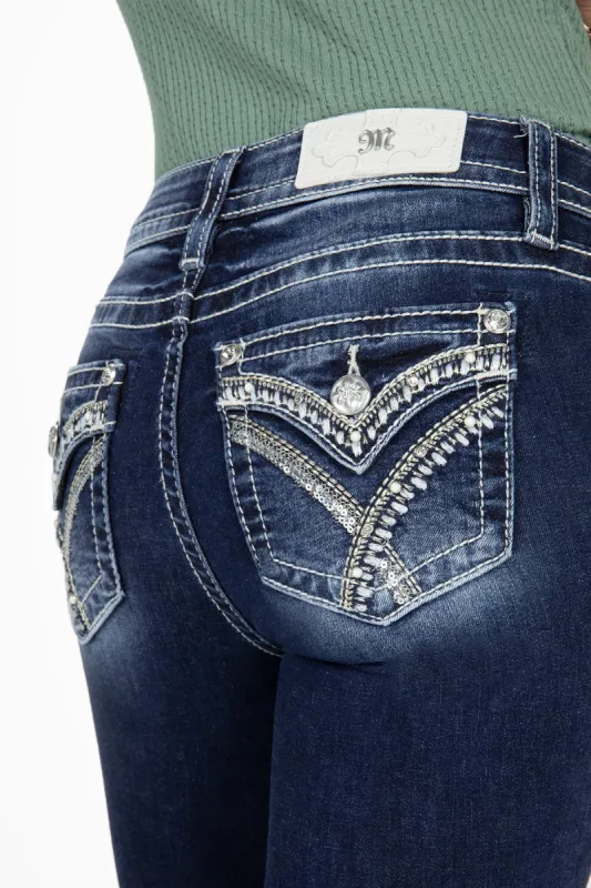 Gold & White Cross Stitch Skinny Jeans sold by Miss Me