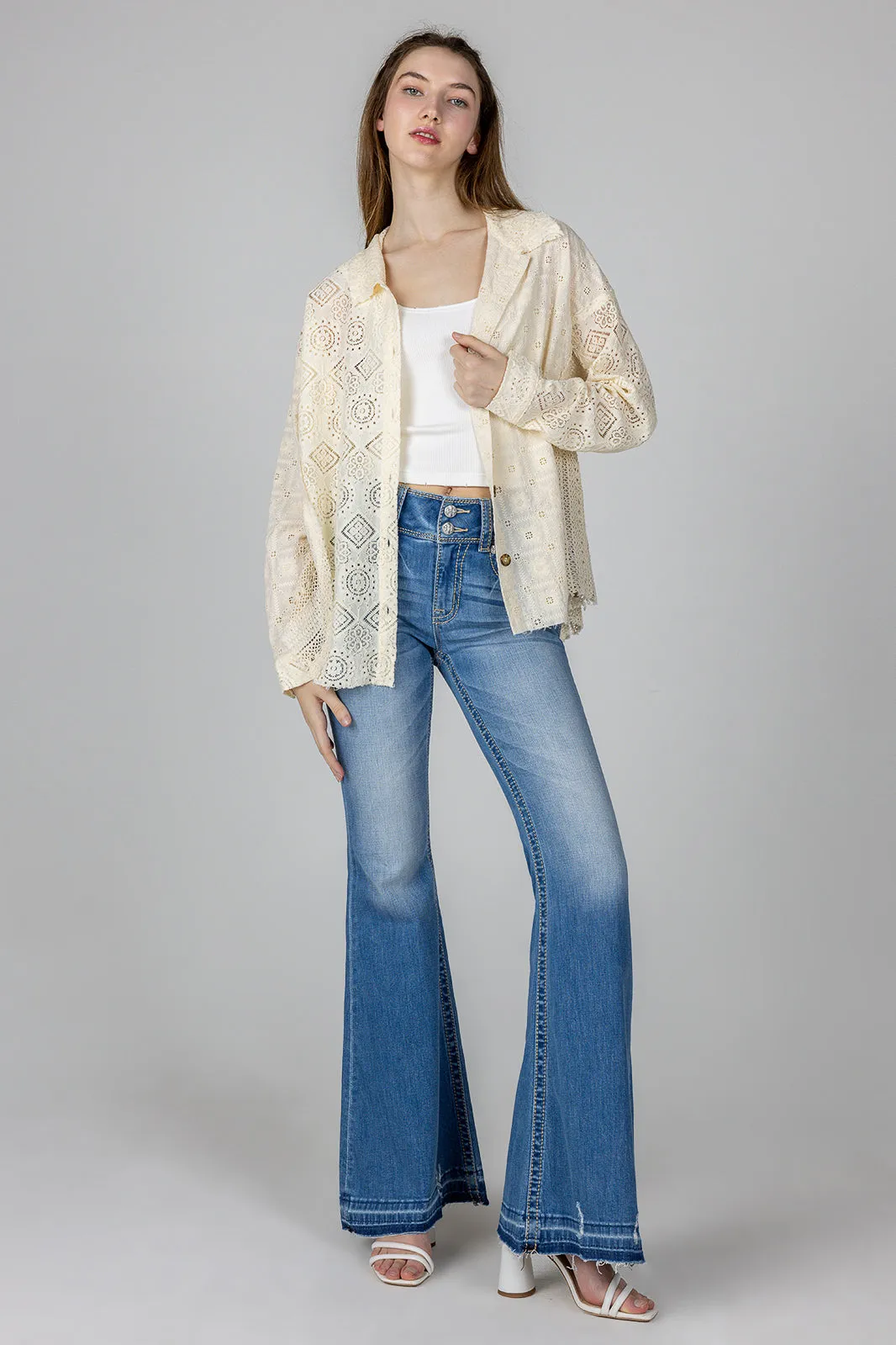 Crochet Button Up Shirt sold by Miss Me product image thumbnail 4