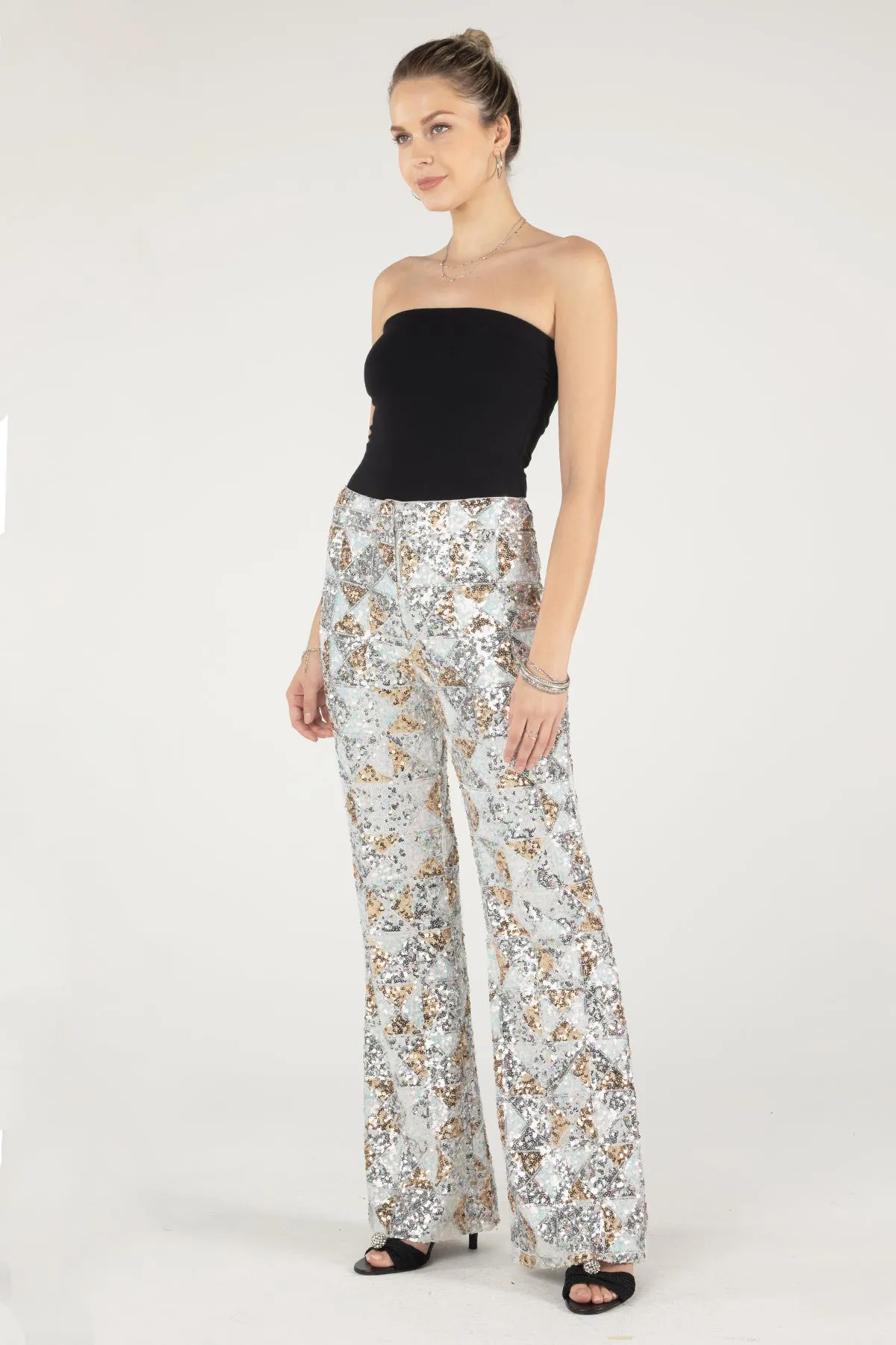 Geometric Multi-Sequin Trousers sold by Miss Me product image thumbnail 4