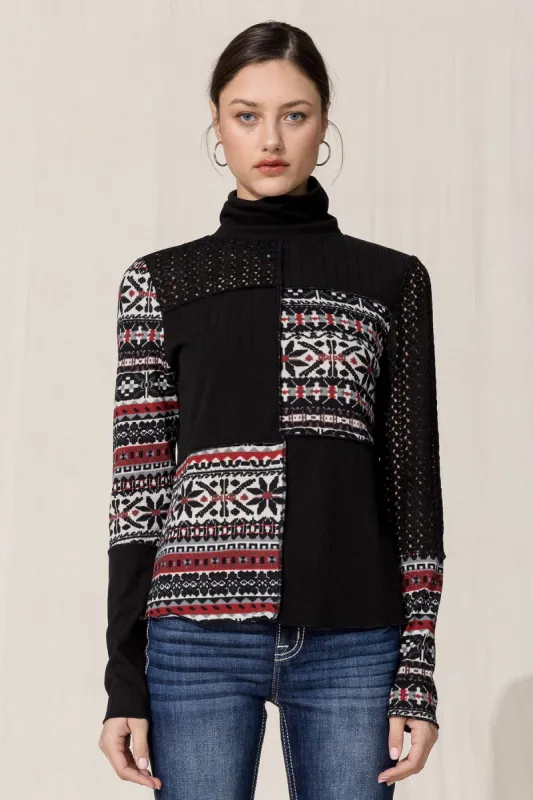 Block Print Mix Media Top sold by Miss Me