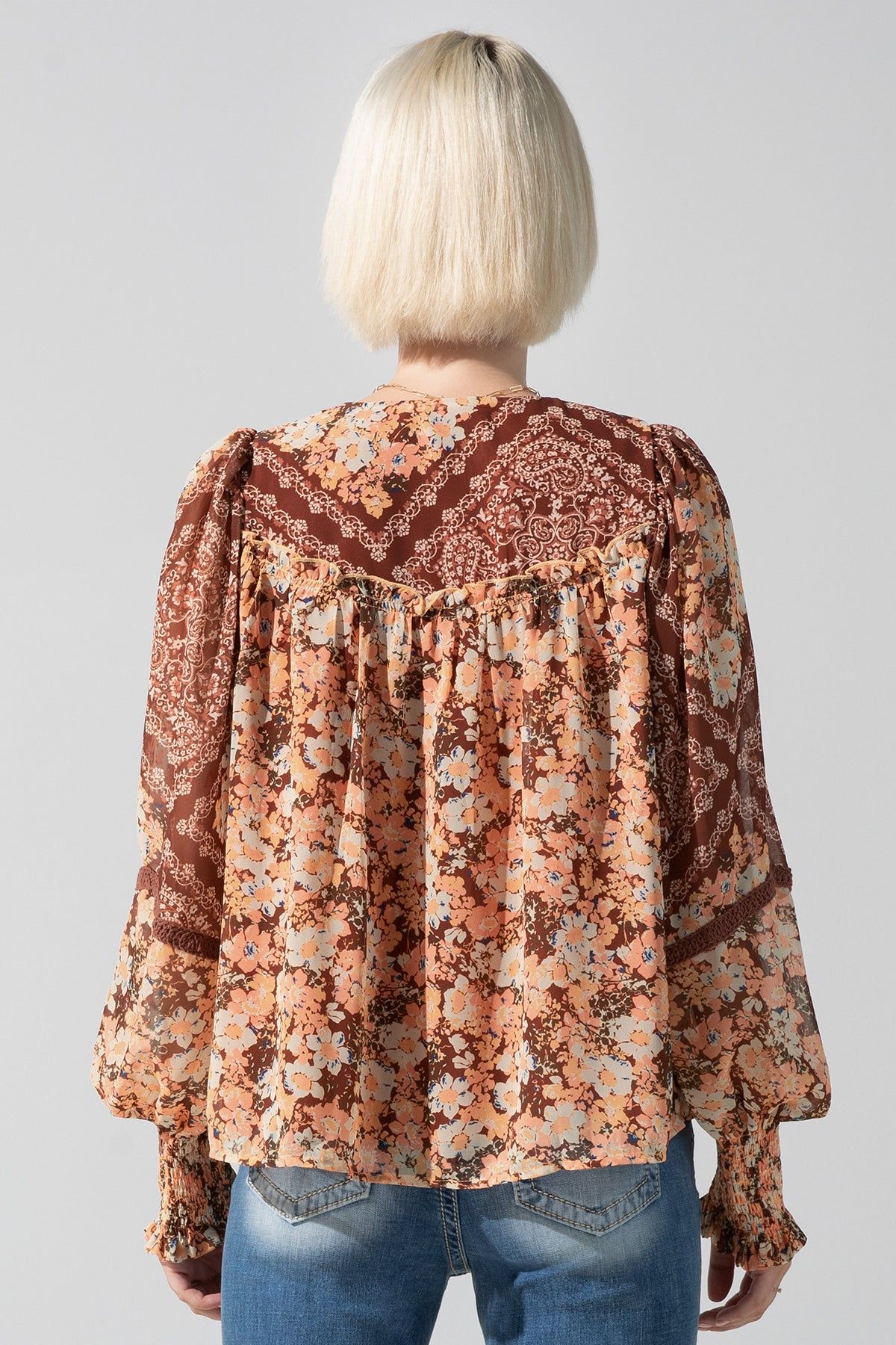 Mixed Media Floral Blouse sold by Miss Me product image thumbnail 2