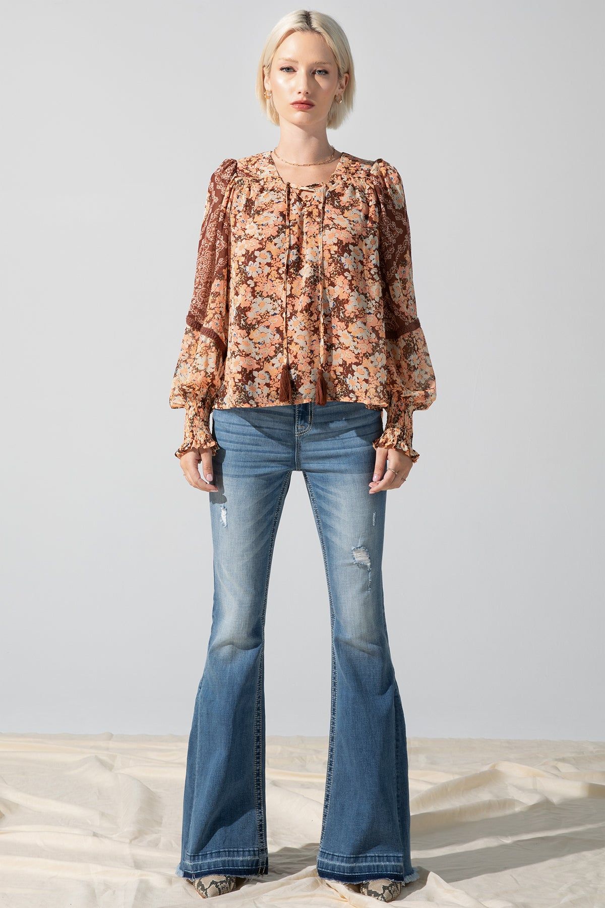 Mixed Media Floral Blouse sold by Miss Me product image thumbnail 4