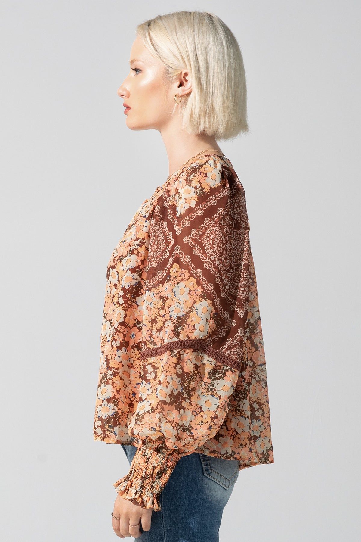 Mixed Media Floral Blouse sold by Miss Me product image thumbnail 3