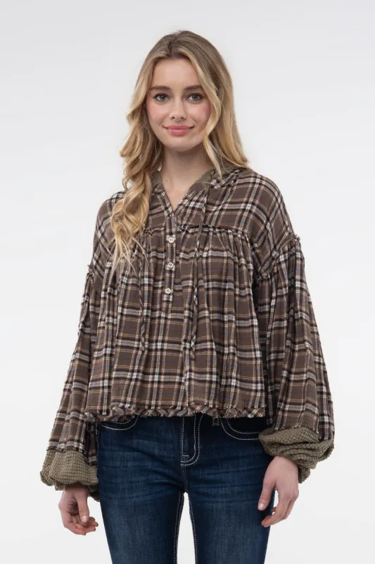 Plaid Pullover Hoodie sold by Miss Me