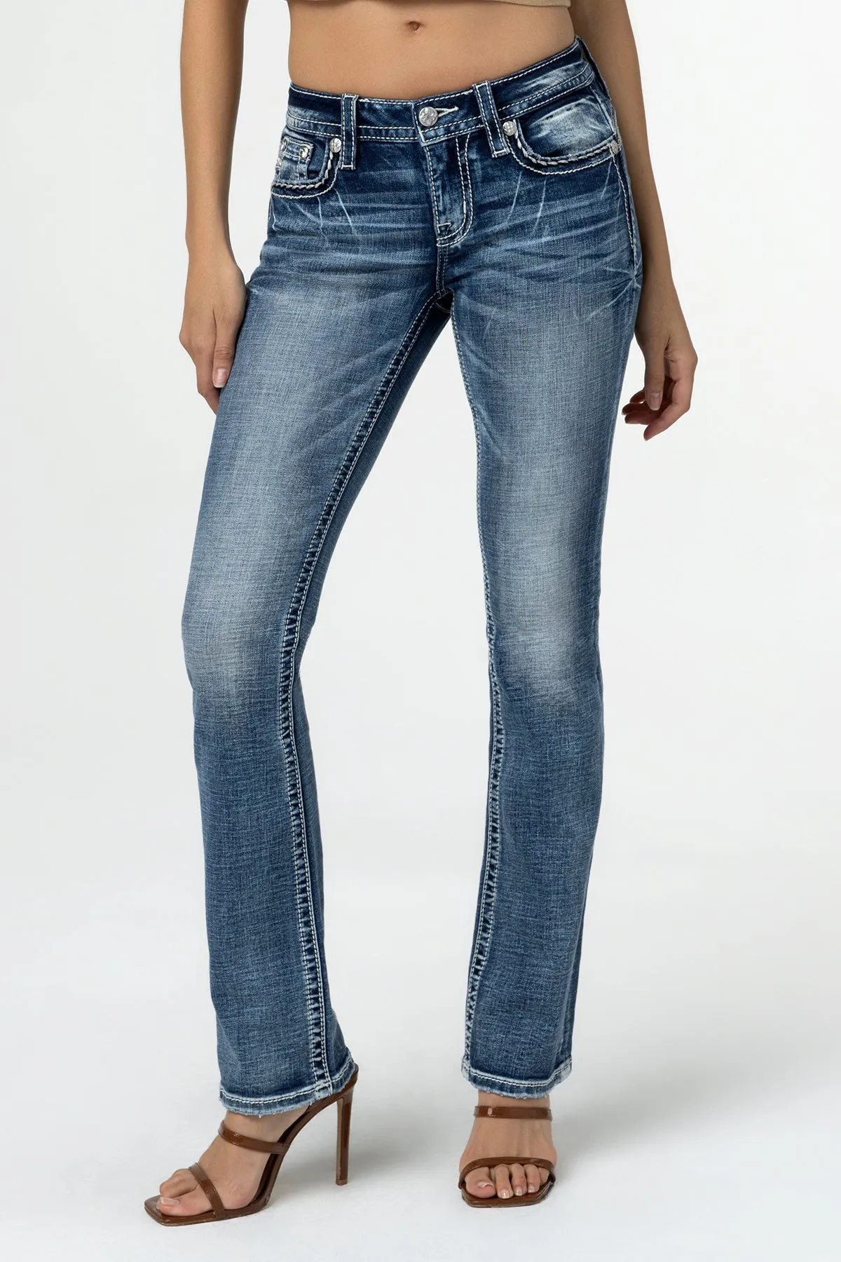 Pastel Floral Distress Bootcut Jeans sold by Miss Me product image thumbnail 3