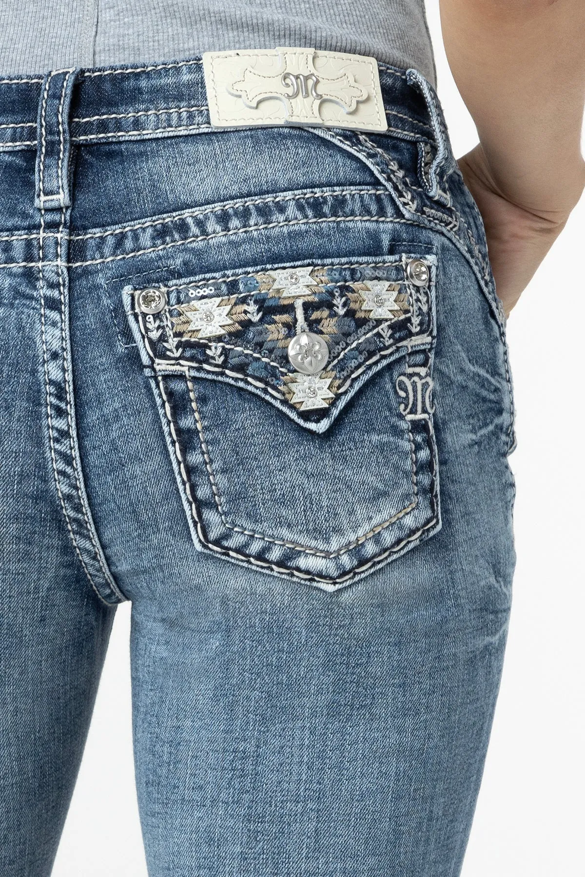 Coral Aztec Straight Jeans sold by Miss Me