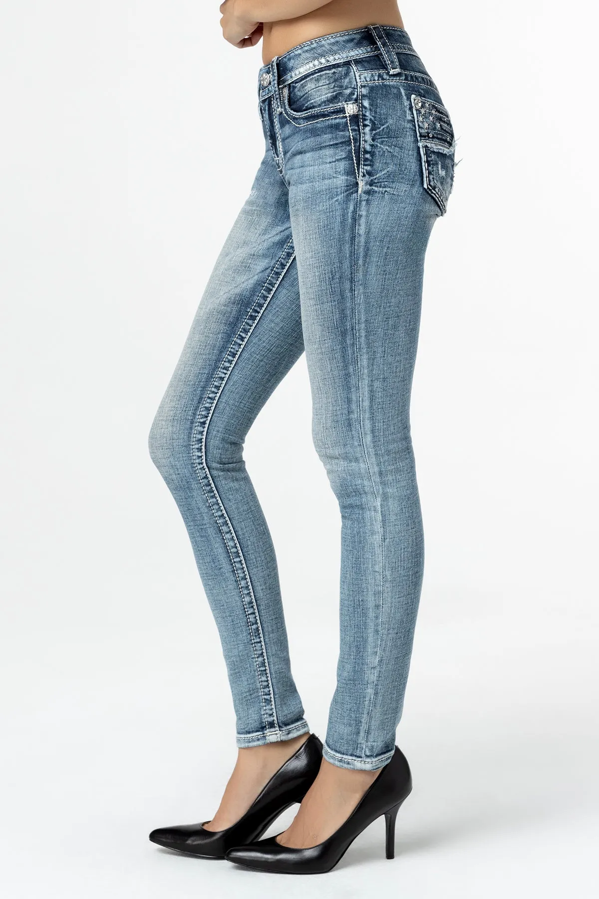 Distressed Americana Flag Skinny Jeans sold by Miss Me product image thumbnail 5