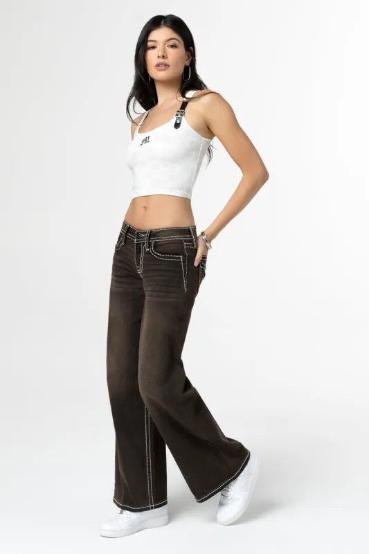 Sevryn Stitched Wide Leg Jeans sold by Miss Me