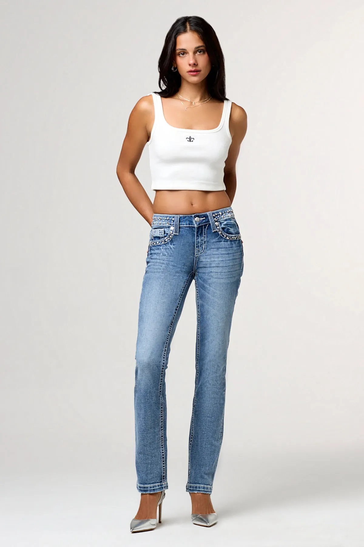 Clara Rhinestone Straight Jeans sold by Miss Me product image thumbnail 5