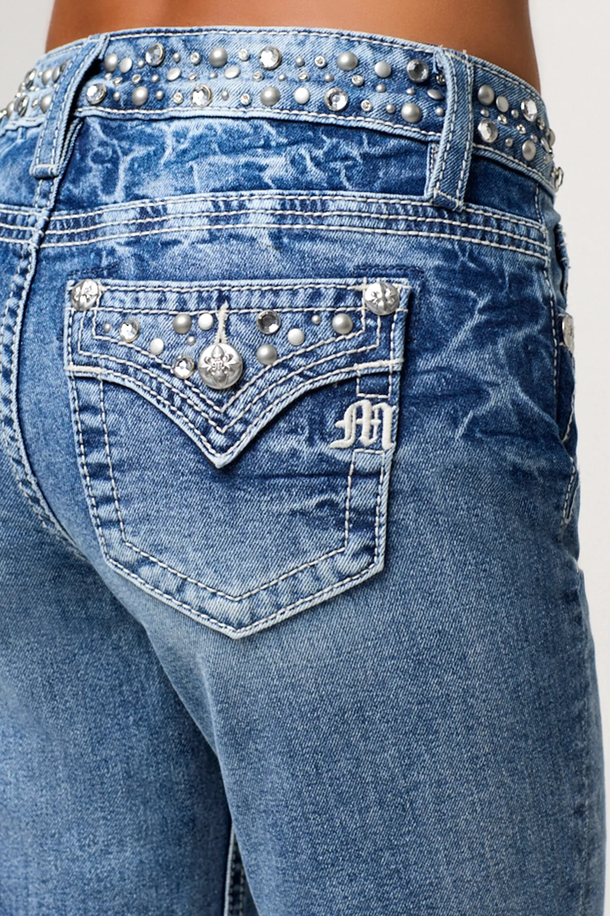 Clara Rhinestone Straight Jeans sold by Miss Me