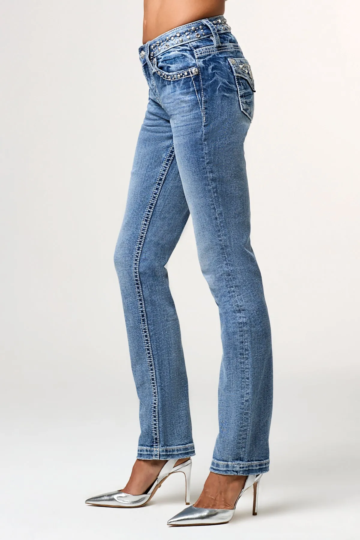 Clara Rhinestone Straight Jeans sold by Miss Me product image thumbnail 3