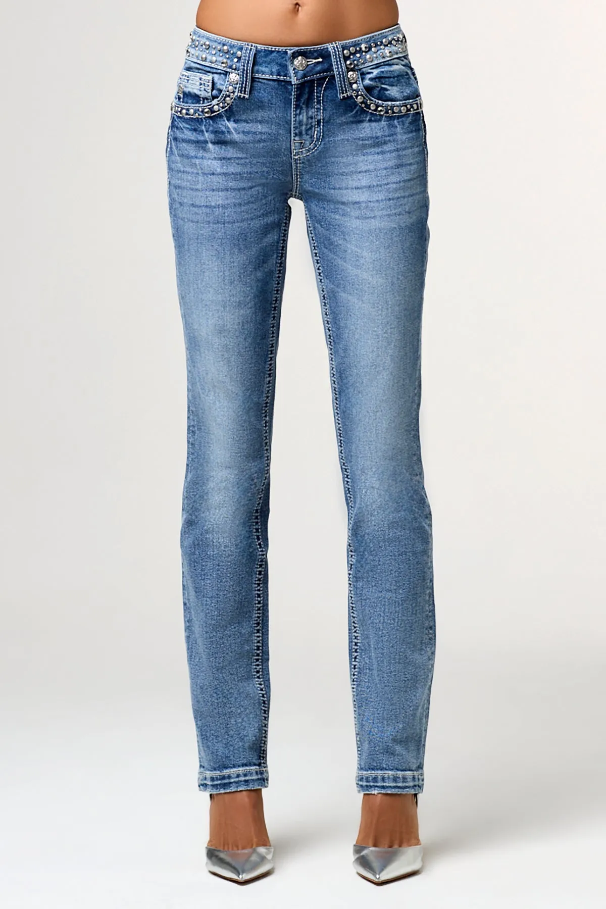 Clara Rhinestone Straight Jeans sold by Miss Me product image thumbnail 2