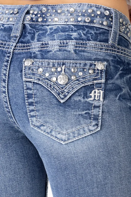 Clara Rhinestone Straight Jeans sold by Miss Me