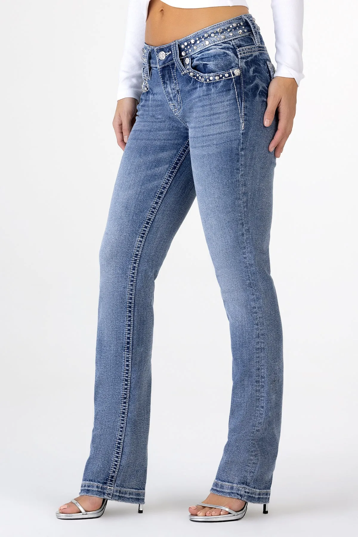Clara Rhinestone Straight Jeans sold by Miss Me product image thumbnail 3