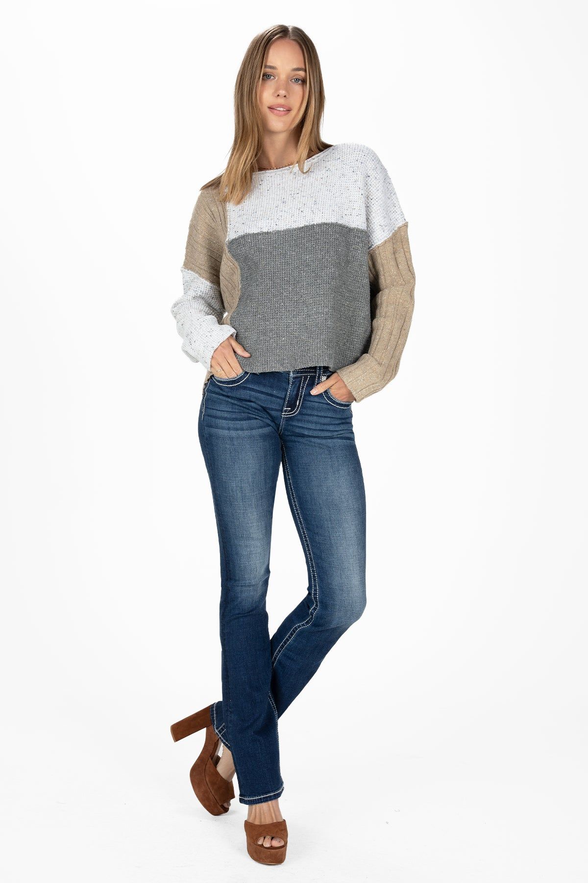 Colorblock Cropped Sweater sold by Miss Me product image thumbnail 2