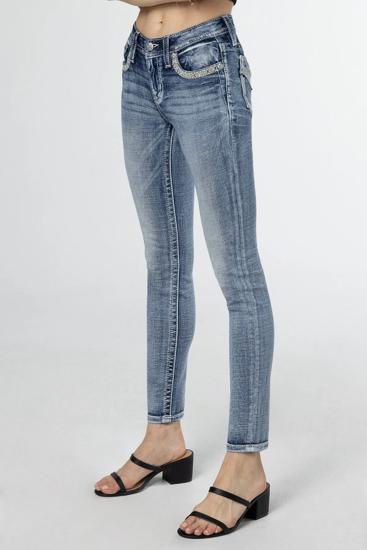 Sparkling Geo Stitch Skinny Jeans sold by Miss Me product image thumbnail 2