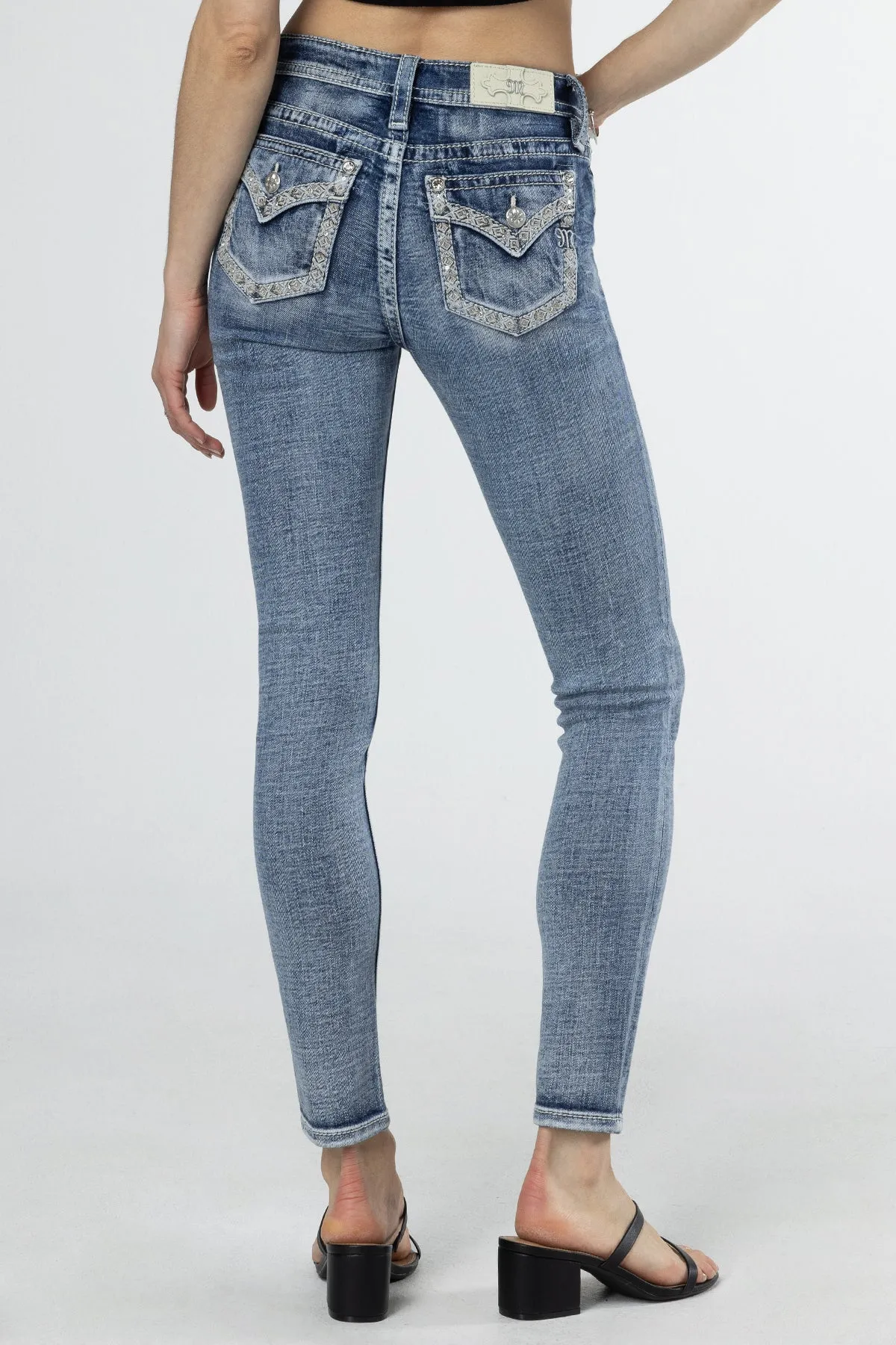 Sparkling Geo Stitch Skinny Jeans sold by Miss Me