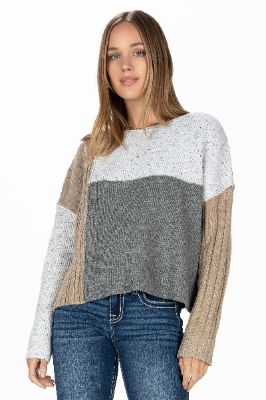 Colorblock Cropped Sweater sold by Miss Me