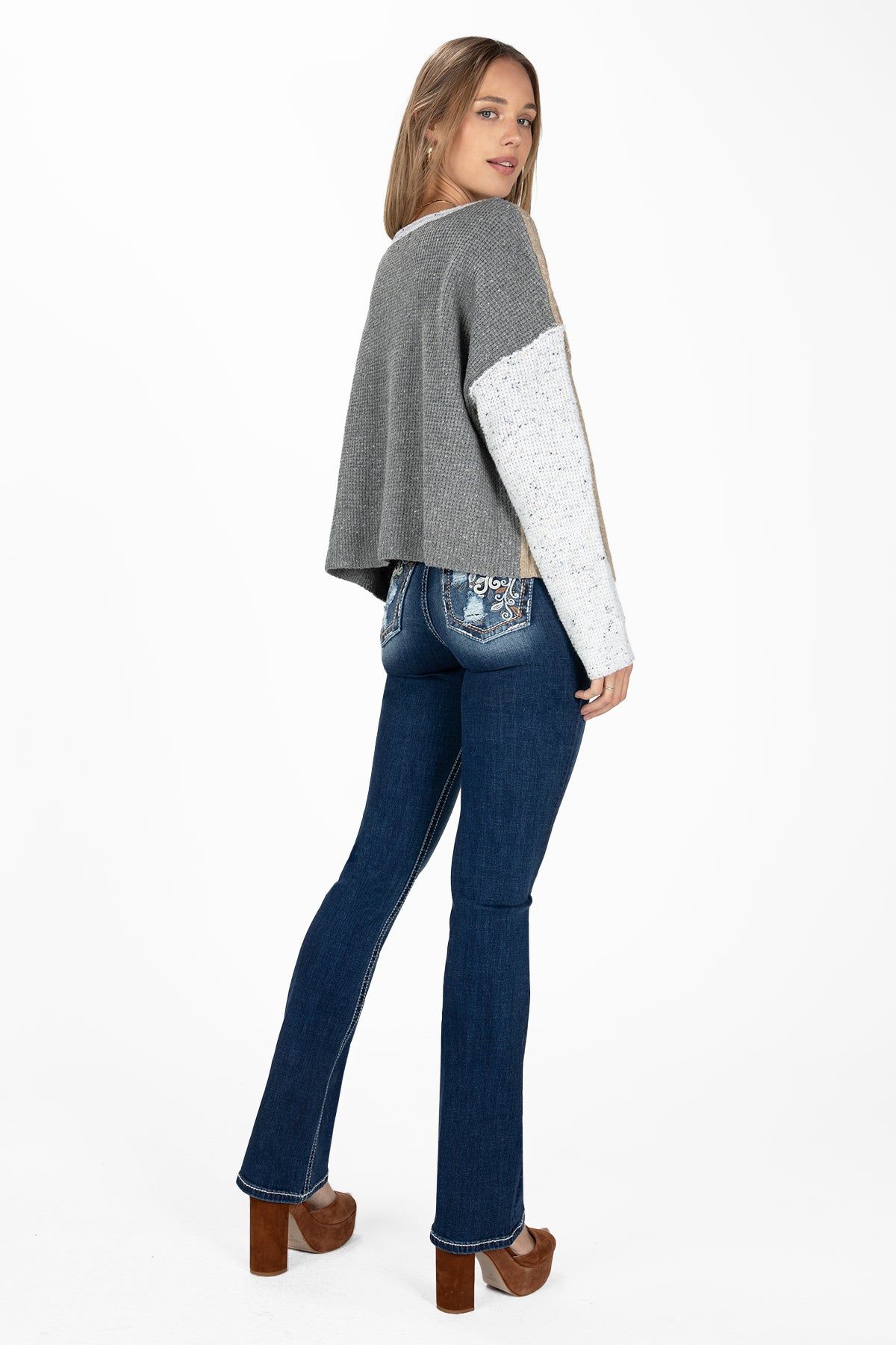 Colorblock Cropped Sweater sold by Miss Me product image thumbnail 4