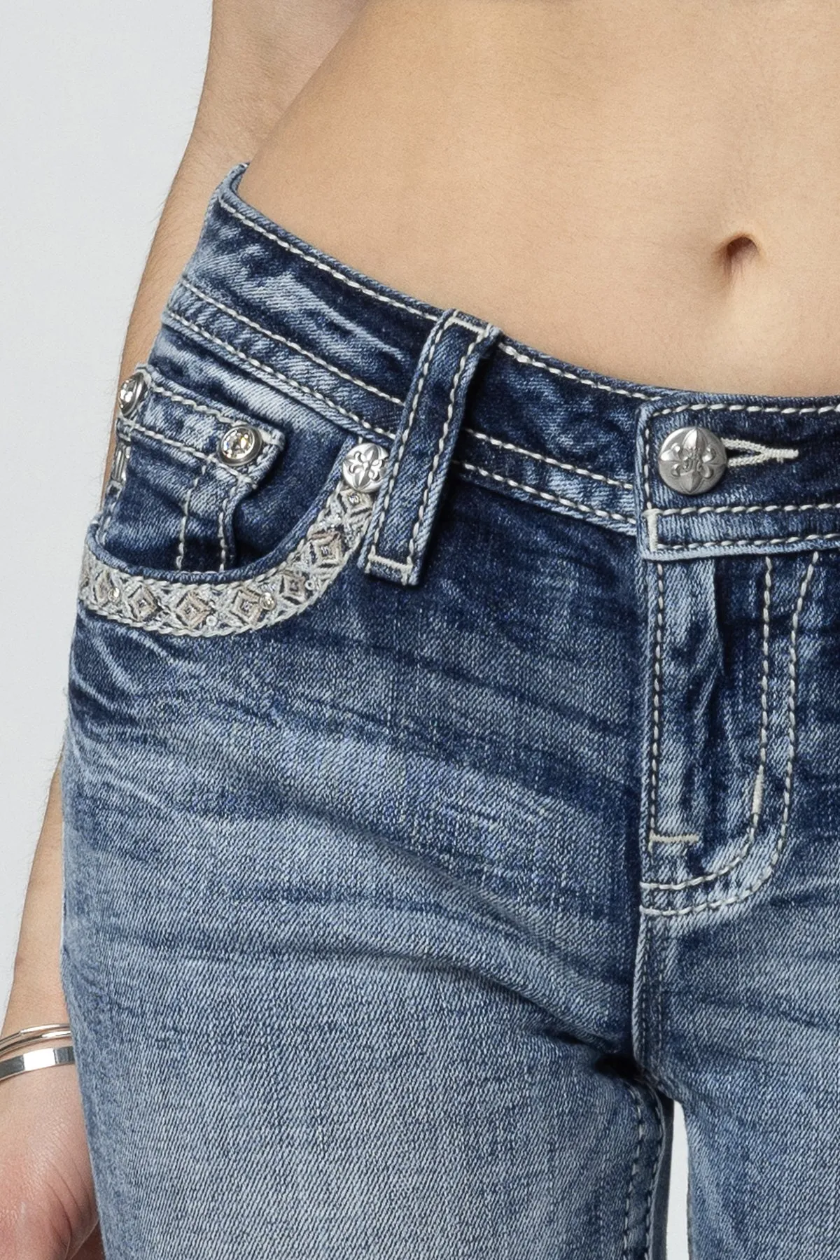 Sparkling Geo Stitch Skinny Jeans sold by Miss Me product image thumbnail 4