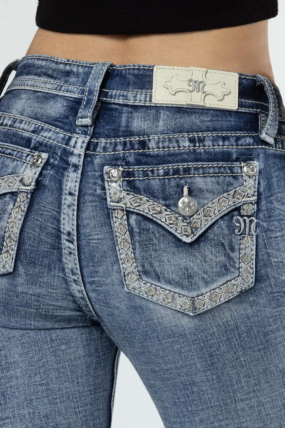 Sparkling Geo Stitch Skinny Jeans sold by Miss Me product image thumbnail 3