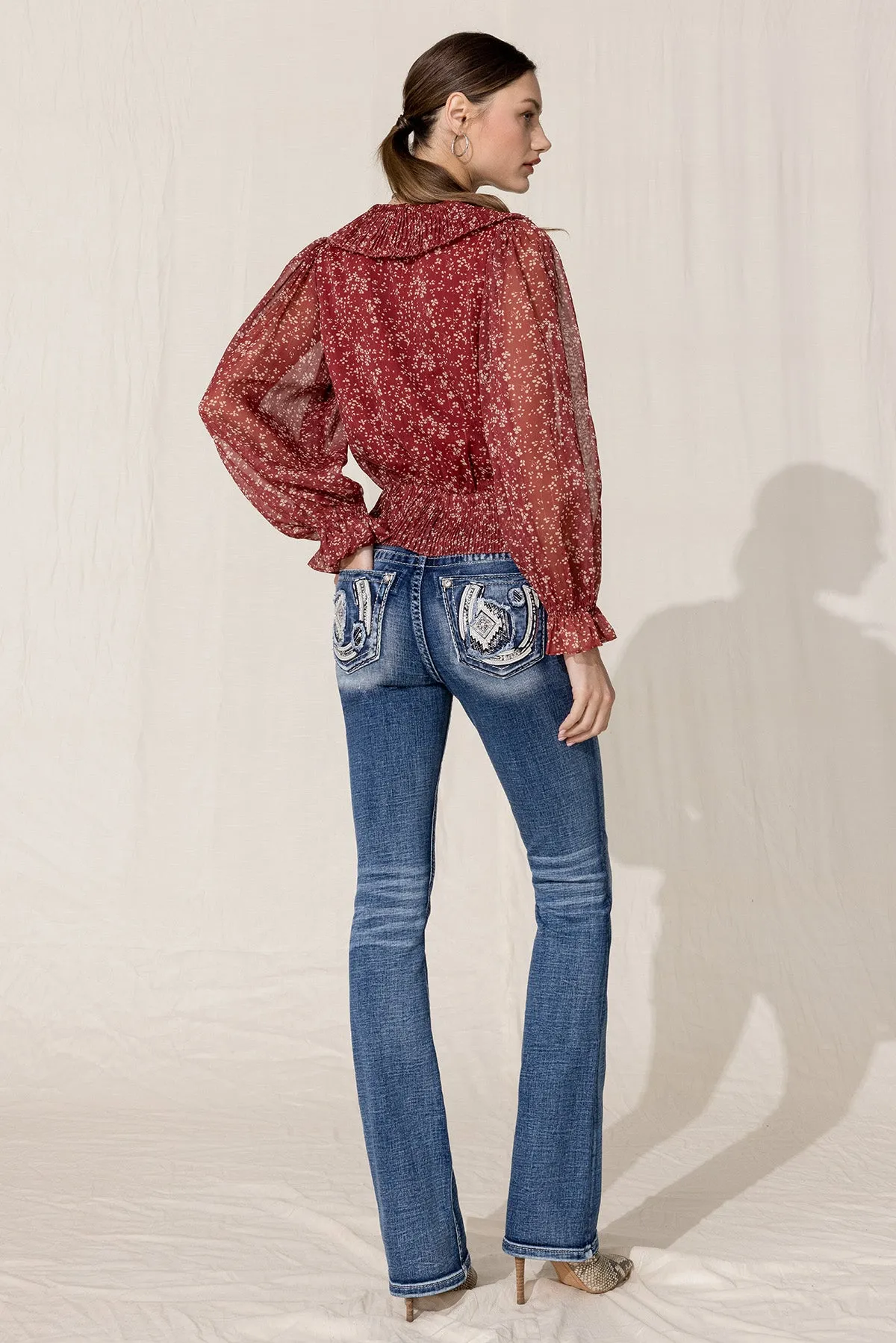 Ruffle Floral Print Blouse sold by Miss Me product image thumbnail 5