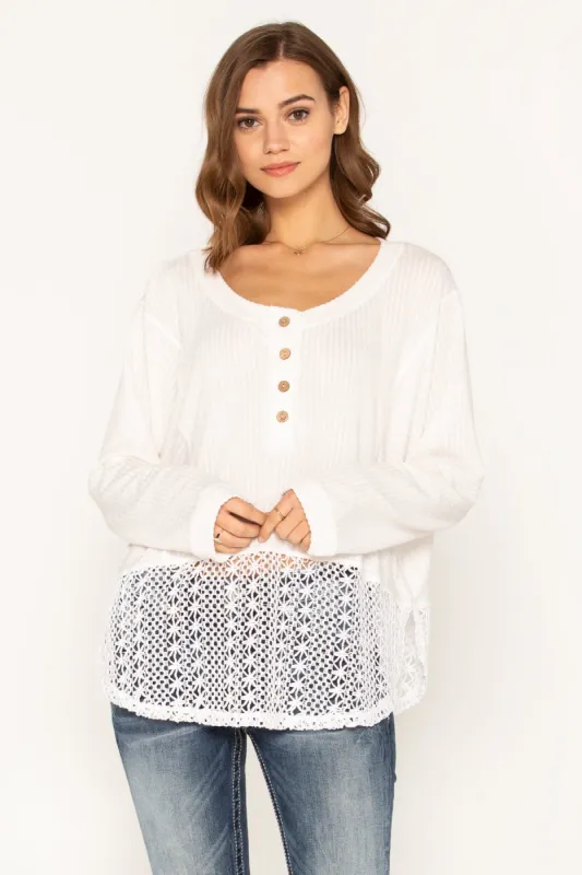Pearly White Crochet Top sold by Miss Me