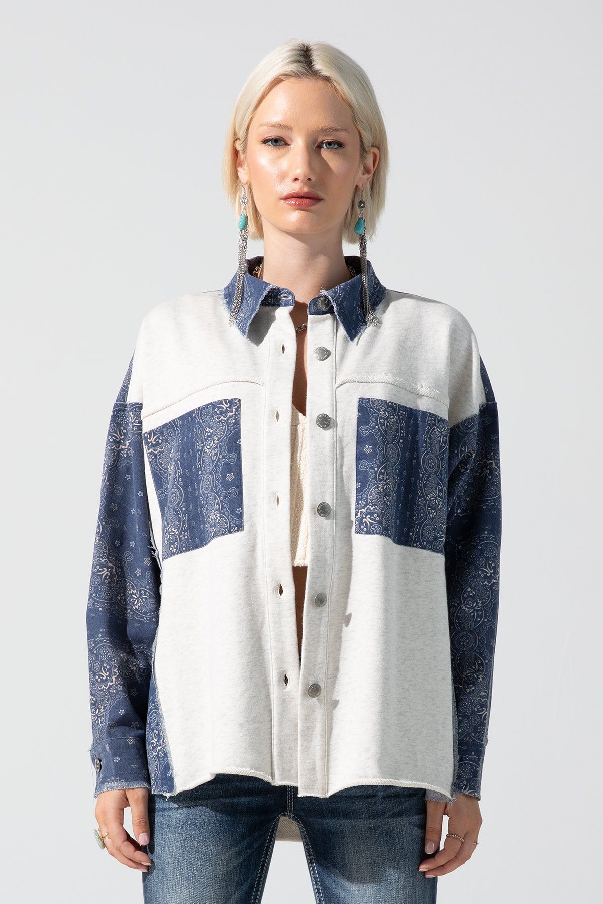 Paisley Contrasted Shacket sold by Miss Me product image thumbnail 2